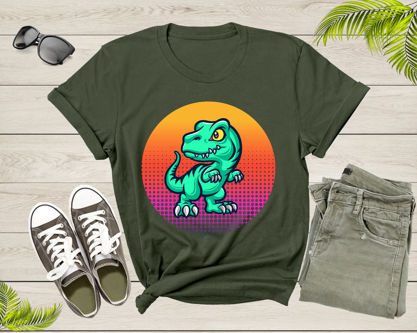 Cool Dinosaur T-Rex Animal Bird at Sunset for Men Women Kids T-Shirt Dino T Shirt Gift for Men Women Kids Boys Girls Cute Trex Dino Tshirt