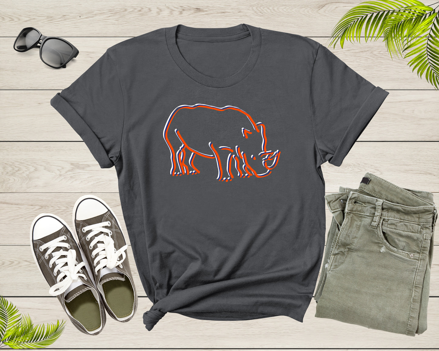 Colorful Rhinoceros Hippopotamus Wild Hippo Animal Wildlife T-Shirt Rhino Lover Gift Graphic T Shirt for Men Women Boys Girls Teens Tshirt