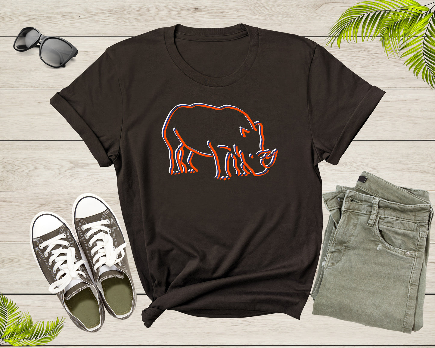Colorful Rhinoceros Hippopotamus Wild Hippo Animal Wildlife T-Shirt Rhino Lover Gift Graphic T Shirt for Men Women Boys Girls Teens Tshirt