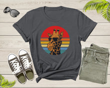 Load image into Gallery viewer, Cool Retro Africa Giraffe Animal with Sun Glasses at Sunset T-Shirt Graphic Giraffe Lover Gift T Shirt for Men Women Boys Girls Tshirt

