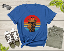 Load image into Gallery viewer, Cool Retro Africa Giraffe Animal with Sun Glasses at Sunset T-Shirt Graphic Giraffe Lover Gift T Shirt for Men Women Boys Girls Tshirt

