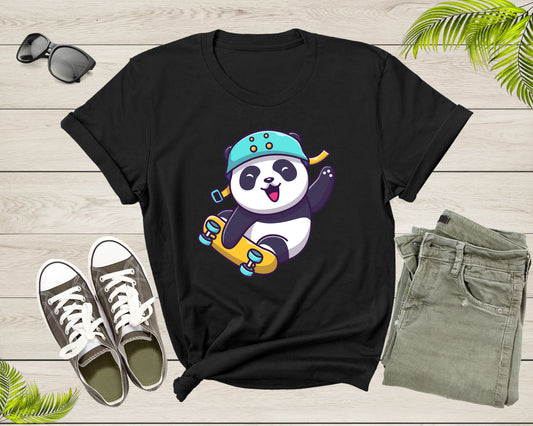 Skateboarding Happy Panda Skateboard Cute Sporty Animal T-Shirt Panda Skateboarder Lover Gift T Shirt for Men Women Boys Girls Tshirt