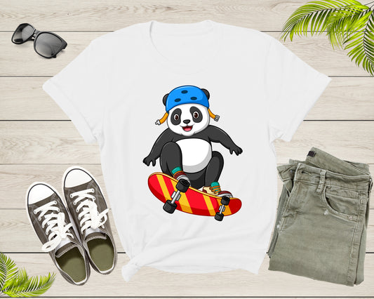 Skateboarding Happy Panda Skateboard Cute Sporty Animal T-Shirt Skateboarder Panda Lover Gift T Shirt for Men Women Boys Girls Tshirt