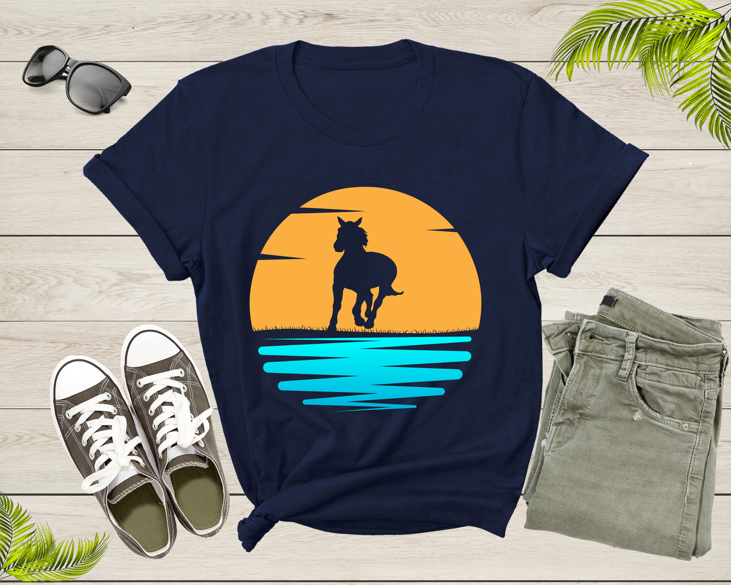 Cool Horse Pony Lover Gift Shirt For Men Women Kids Girls Boys Aesthetic Horse Lover Gift Tshirt Graphic Horse Sunset Silhouette T-shirt