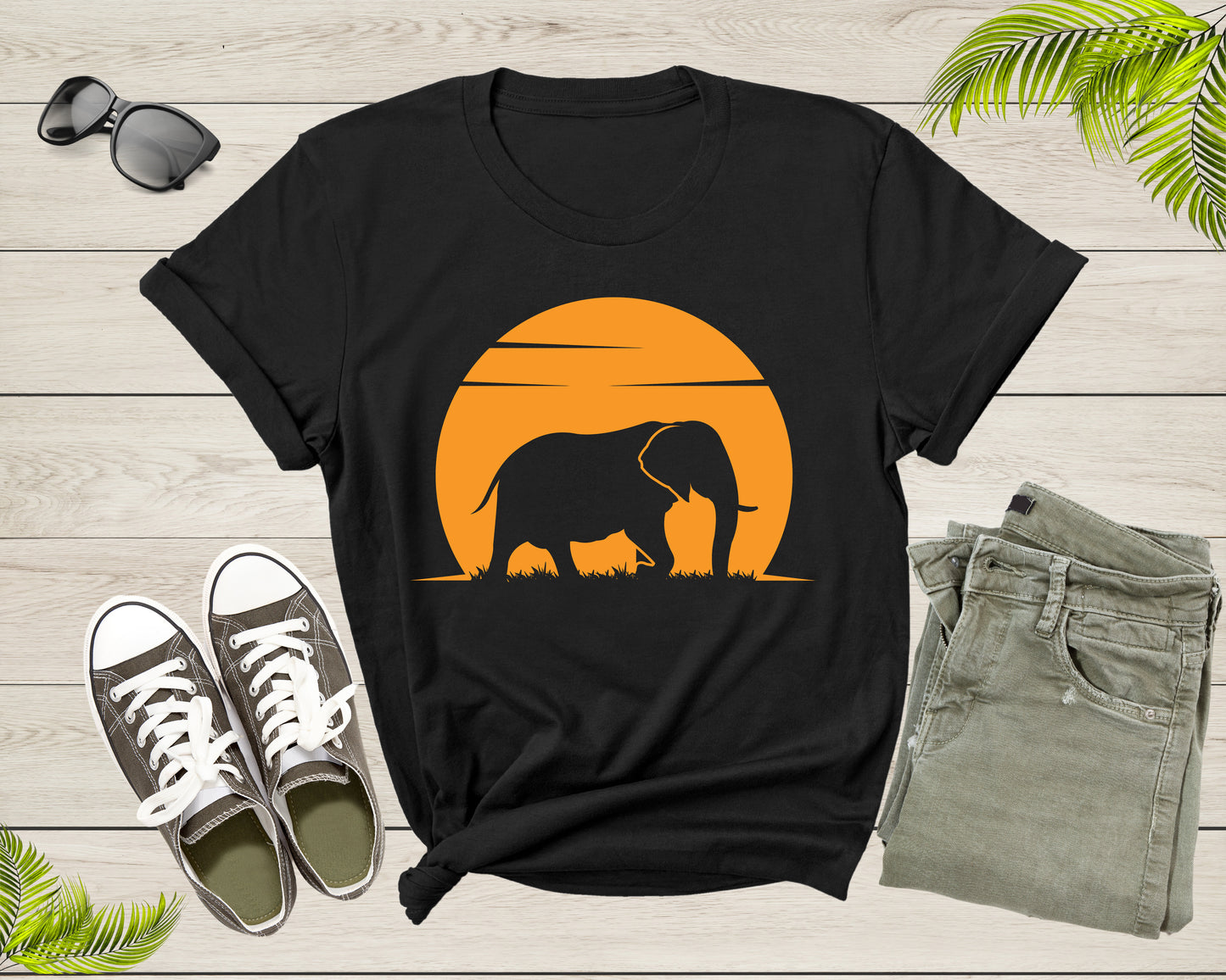 Cool Huge Elephant Walking at the Sunset for Men Women Kids T-Shirt Elephant Animal Lovers Gift T Shirt for Boys Girls Cute Elephant Tshirt