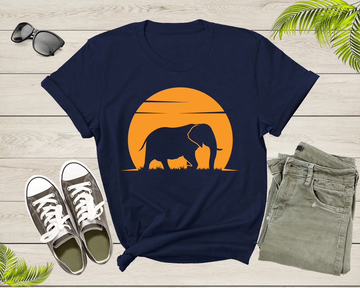 Cool Huge Elephant Walking at the Sunset for Men Women Kids T-Shirt Elephant Animal Lovers Gift T Shirt for Boys Girls Cute Elephant Tshirt