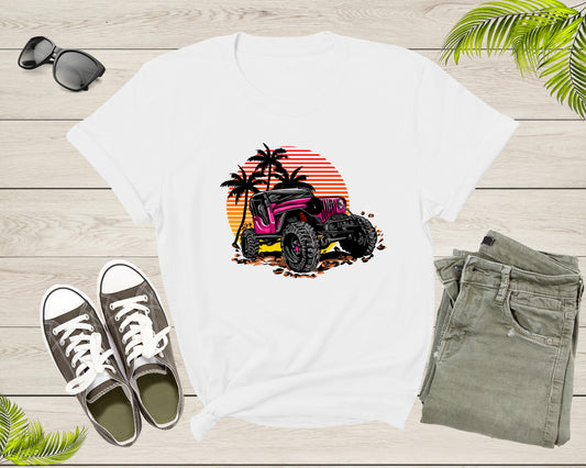 Cool Monster Truck Offroad Truck at Sunset Moving on Terrain T-Shirt Monster Truck Lover Gift T Shirt for Men Women Boys Girls Tshirt