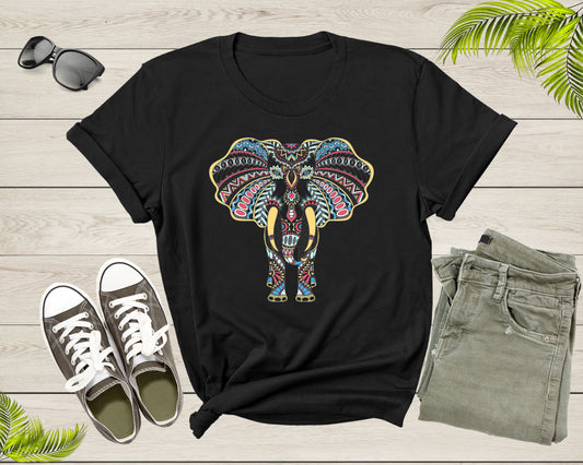 Cool Indian Mandala Elephant Lover Gift Tee Shirt Mens Womens Cute Elephant Tshirt Graphic Design Print Elephant Kids Boys Girls T-shirt