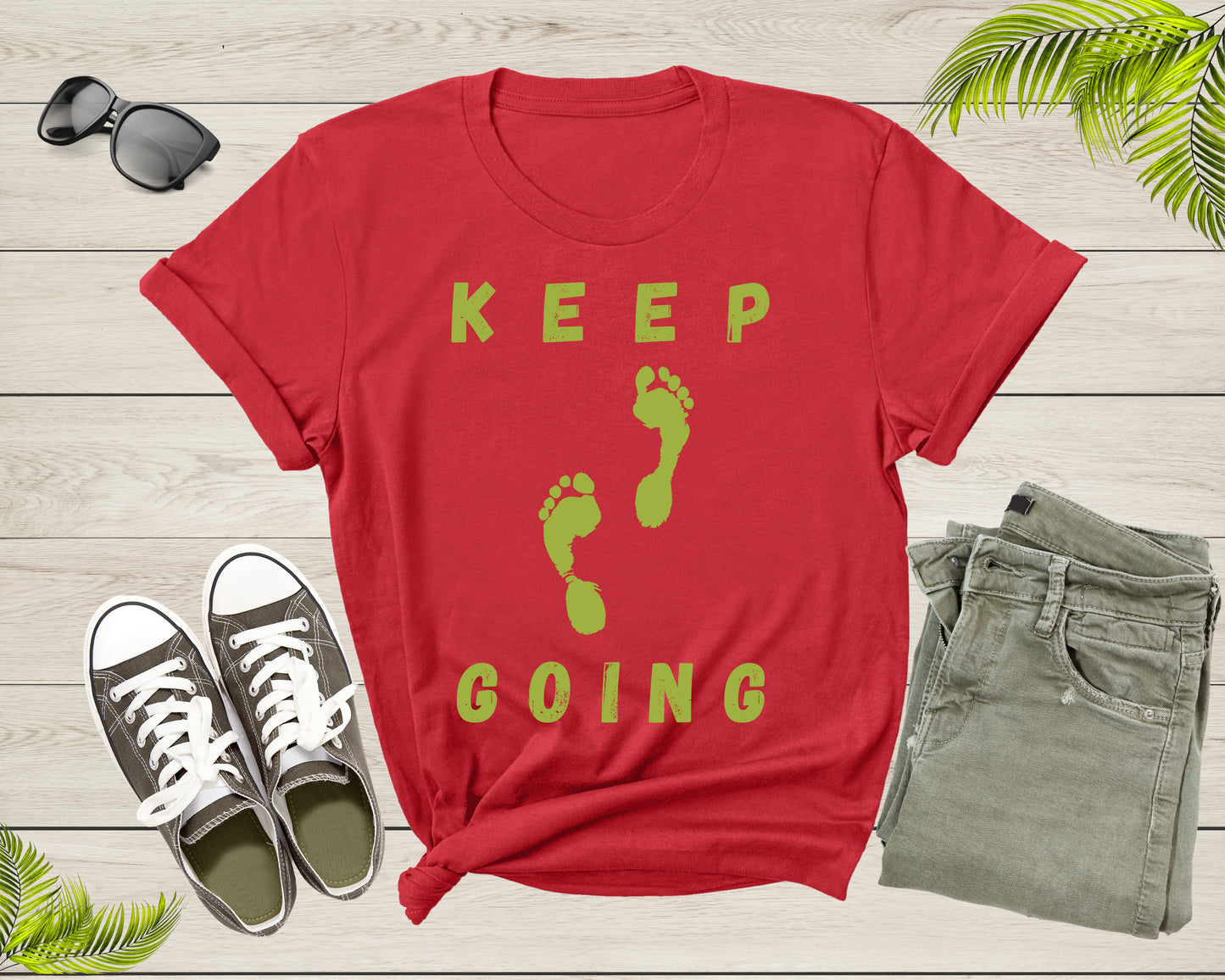 Cool Keep Going Motivational Quote Meme Walking Footprints T-Shirt Motivation Gift for Men Women Kids Boys Girls Footprint Steps Tshirt
