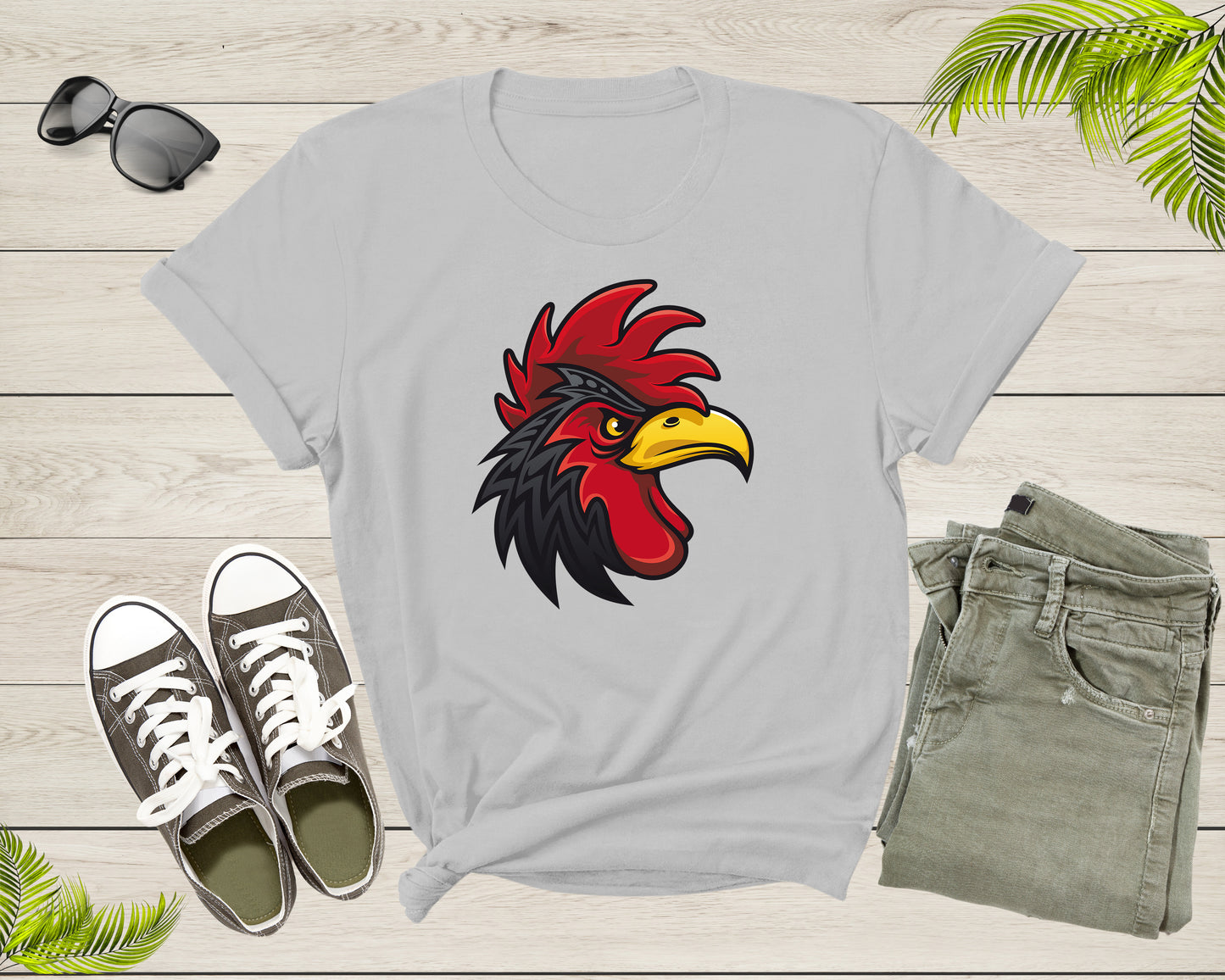 Cool Rooster Head Face Animal Bird Wildlife for Men Women T-Shirt Chicken Lover Gift T Shirt for Boys Girls Cute Cock Bird Tshirt