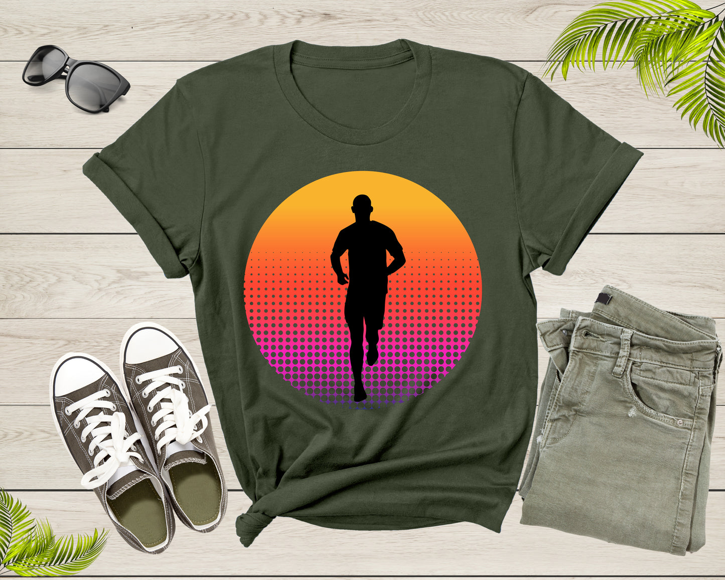 Cool Running Man Silhouette Runner Athlete Marathon Sprinter T-Shirt Runner T Shirt Gift for Men Women Kids Boys Girls Sport GYM Tshirt