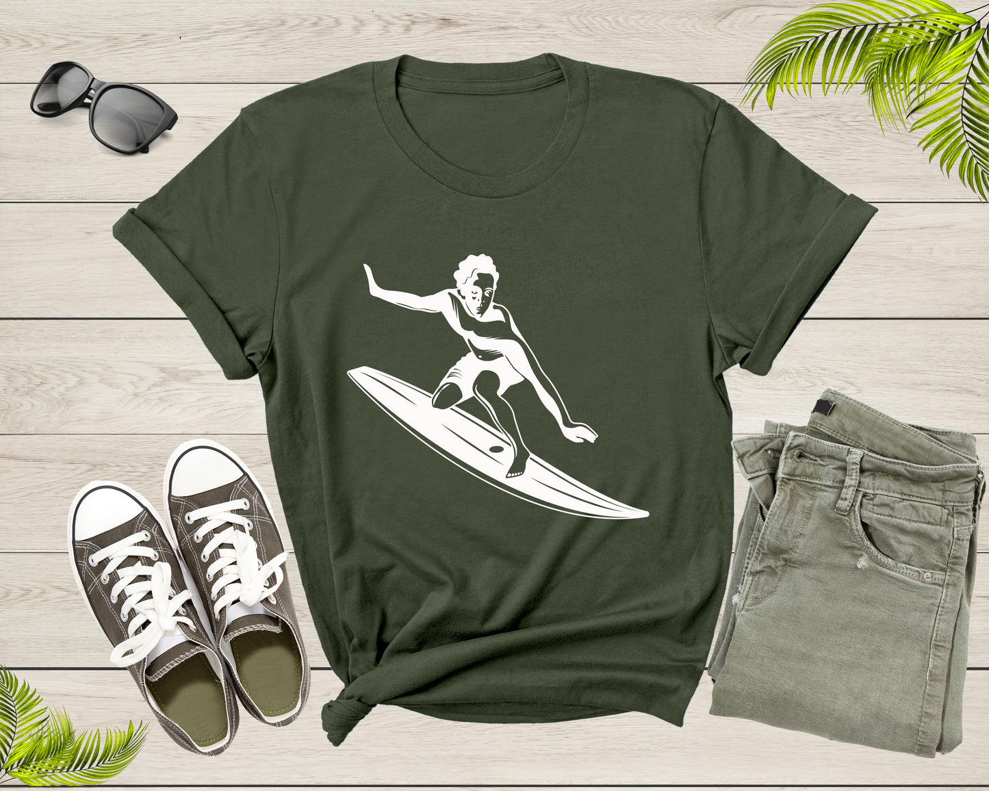 Cool Surfing in the Sea Ocean Surfboard for Men Women Kids T-Shirt Surfer Gift T Shirt for Men Women Kids Boys Girls Surf Graphic Tshirt