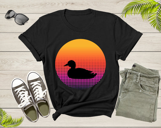 Cool Swimming Duck Animal Silhouette at Sunset Nature Bird T-Shirt Duck Lover Gift T Shirt for Men Women Kids Boys Girls Duck Graphic Tshirt