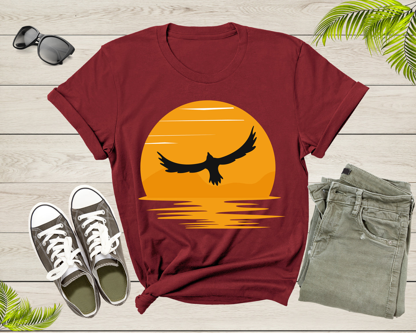 Cool Flying Eagle Bird At Sunset For Women Men T-shirt Soaring American Eagle Bird For Boys Girls Youth Shirt Bald Eagle Bird Gift Tshirt
