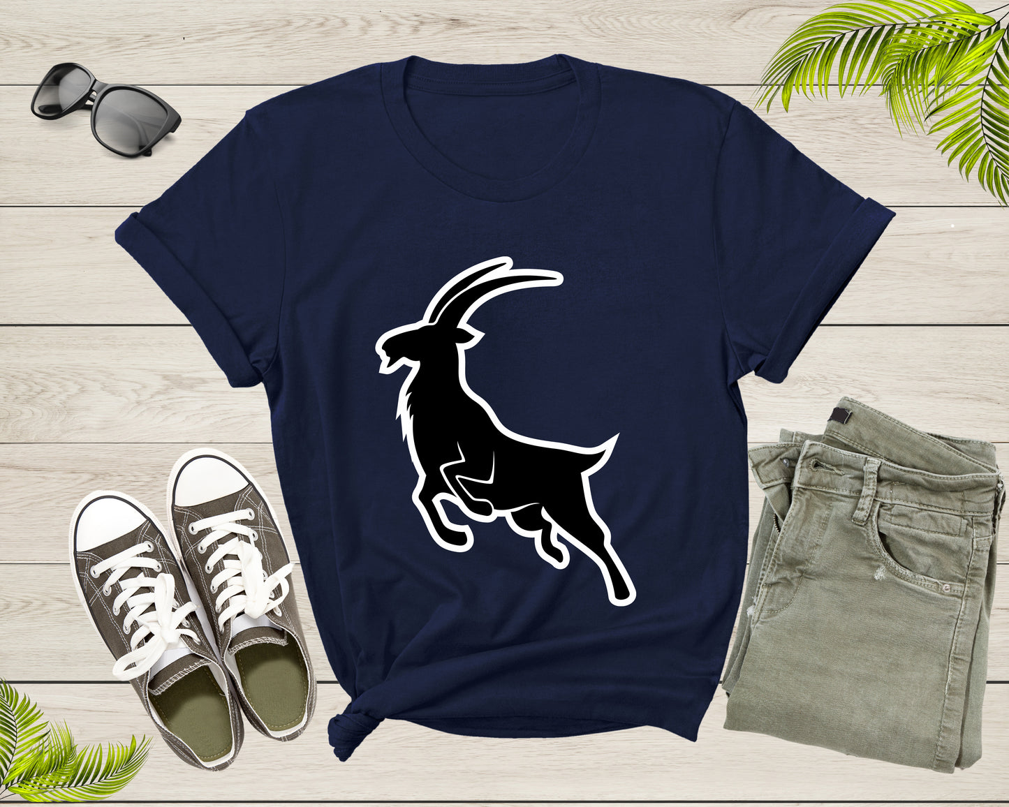 Cool Wild Goat Animal Horn Livestock Silhouette Capricorn T-Shirt Goat Lover Shirt Farm Animal Goat Gift Tshirt Farm Life Animal Lover Shirt
