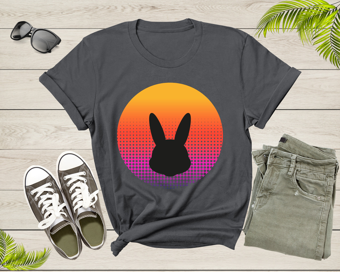 Cute Bunny Rabbit Animal Silhouette at Sunset for Men Women T-Shirt Bunny Lover Gift T Shirt for Men Women Kids Boys Girls Graphic TShirt