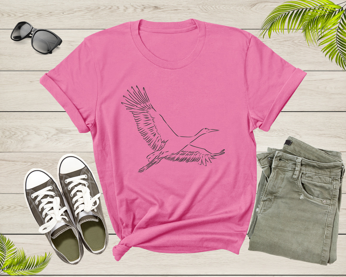 Cool Flying White Asian Openbill Stork Migratory Bird Animal T-Shirt Soaring Flying Stork Bird T Shirt for Men Women Kids Boys Girls Gift