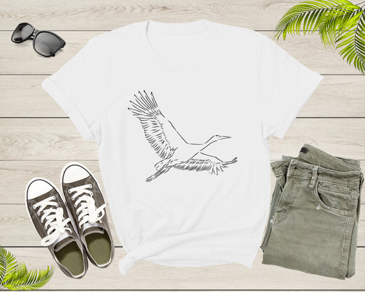 Cool Flying White Asian Openbill Stork Migratory Bird Animal T-Shirt Soaring Flying Stork Bird T Shirt for Men Women Kids Boys Girls Gift