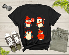 Load image into Gallery viewer, Cute Christmas Penguins Candy Canes Mittens Xmas Art Design T-Shirt Penguin Lover Gift T Shirt for Men Women Kids Boys Girls Graphic TShirt
