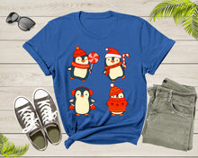 Load image into Gallery viewer, Cute Christmas Penguins Candy Canes Mittens Xmas Art Design T-Shirt Penguin Lover Gift T Shirt for Men Women Kids Boys Girls Graphic TShirt
