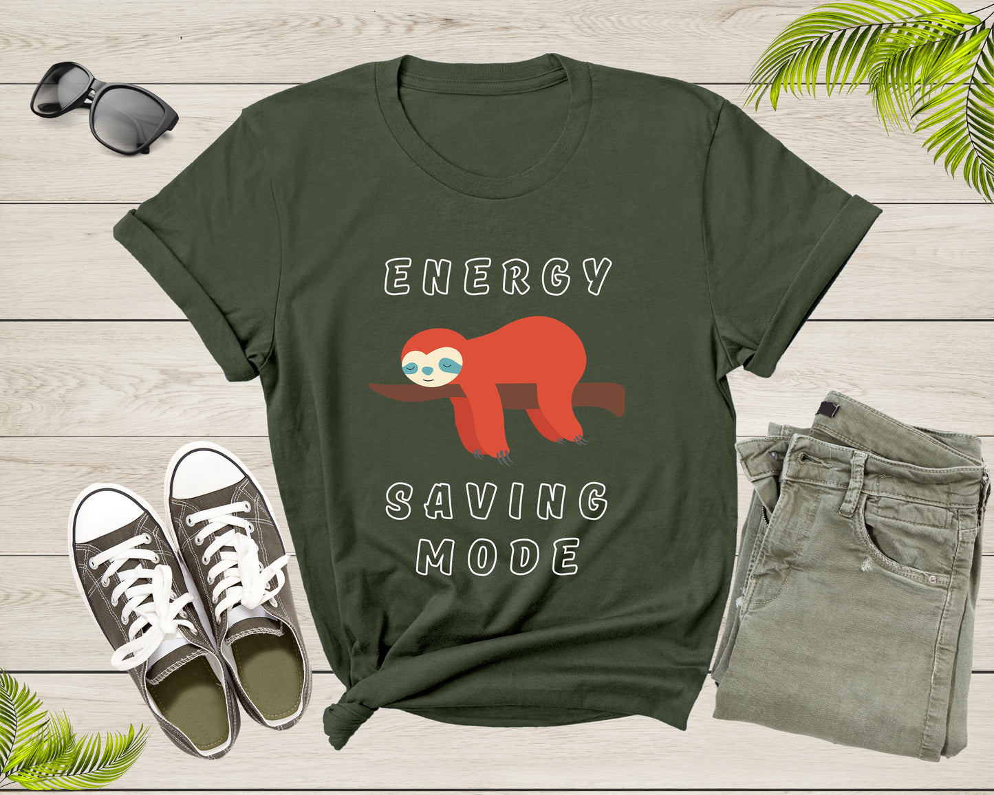 Cute Cool Lazy Tree Sloth Sleeping Animal Energy Saving Mode T-Shirt Sloth Lover Gift T Shirt for Men Women Kids Boys Girls Graphic Tshirt
