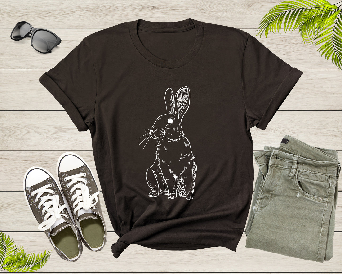 Cute Cuddly Rabbit Pet Animal Hand Dawn Rabbit Silhouette Shirt T-Shirt Bunny Lover Gift T Shirt for Men Women Kids Boys Kids Graphic Tshirt