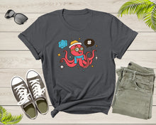 Load image into Gallery viewer, Cute Funky Hipster Cartoon Sea Ocean Octopus with Googles T-Shirt Octopus Lover Gift T Shirt for Men Women Kids Boys Girls Graphic Tshirt
