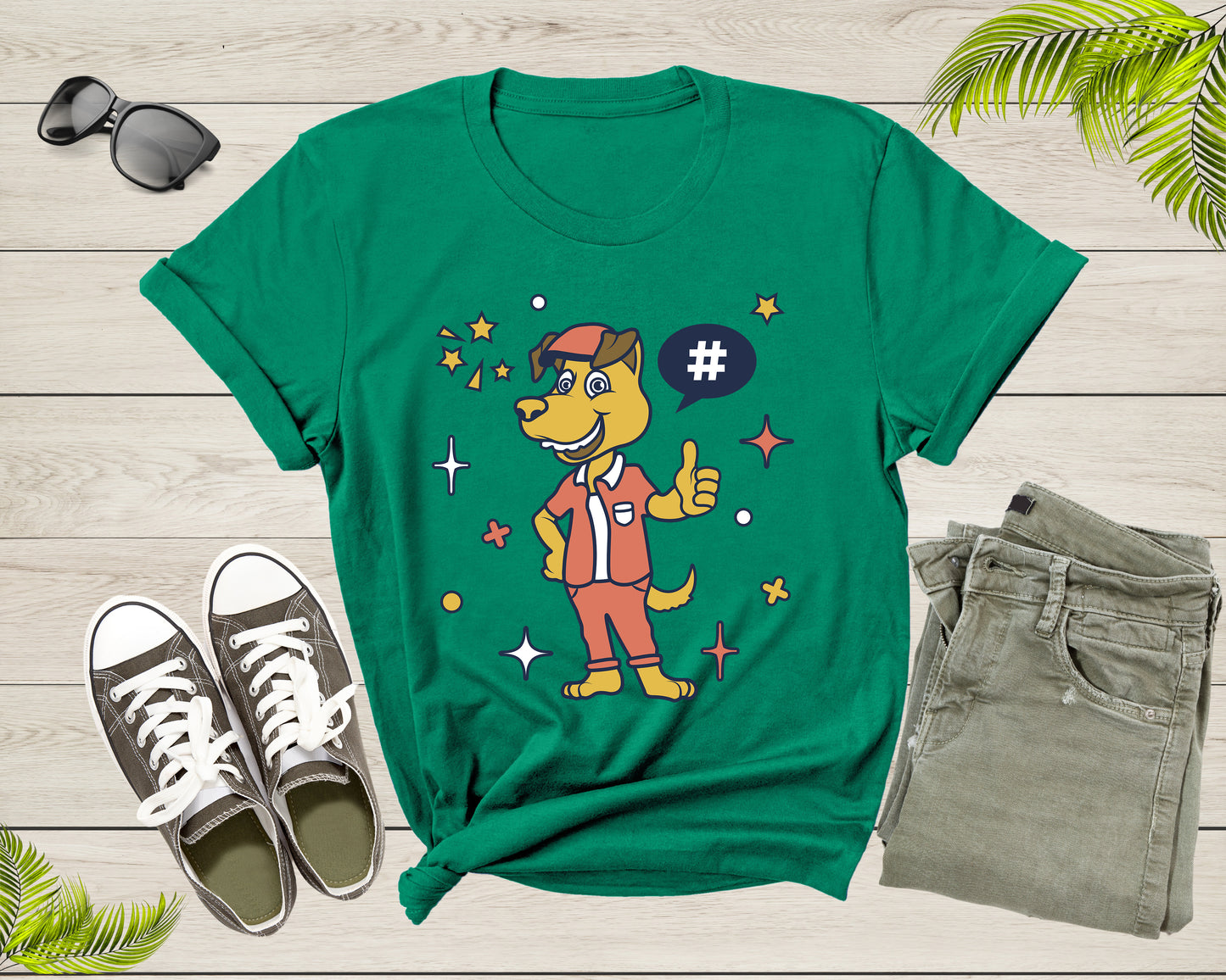 Cute Funky Hipster Goofy Dog Dressed in Cartoon Character T-Shirt Dog Lover Gift T Shirt for Men Women Kids Boys Girls Graphic Tshirt