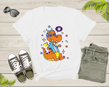 Load image into Gallery viewer, Cute Funky Hipster Space Dragon with Headset and Eye Glasses T-Shirt Dragon Lover Gift T Shirt for Men Women Kids Boys Girls Graphic Tshirt
