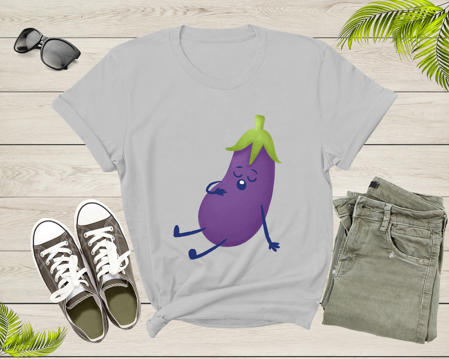 Cute Purple Sleeping Eggplant Vegetable Vegetarian Resting T-Shirt Eggplant Lover Gift T Shirt for Men Women Kids Boys Girls Graphic Tshirt