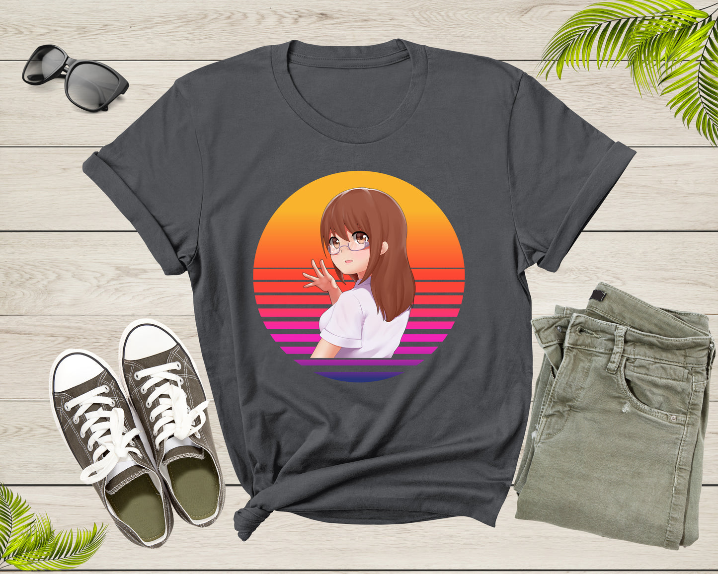 Beautiful Japanese Retro Anime Girl Manga Design T-shirt For Men Women Cute Anime Shirt For Kids Teens Boys Girls Teenager Anime Gift Tshirt