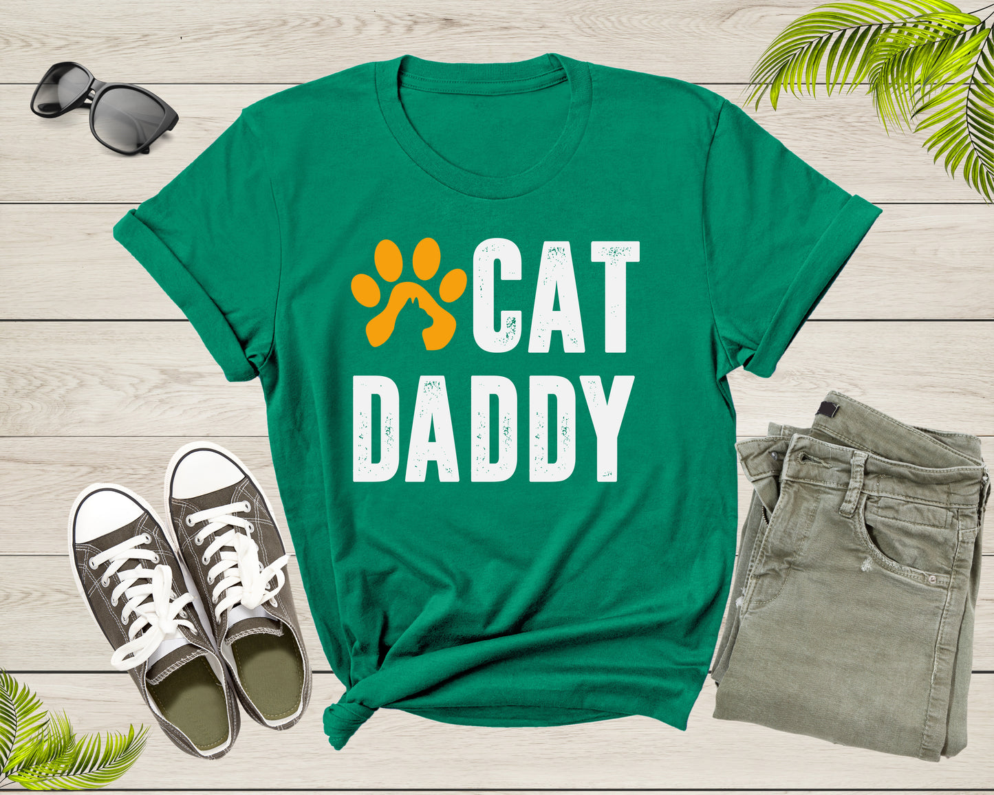 Cat Daddy Happy Birthday Step Dad Fathers Day Gift Cat Lover Shirt Cat Dad Gift Animal Lover Tshirt Best Gift For Dad Cat Father T-Shirt