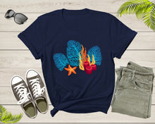 Load image into Gallery viewer, Bright Red Blue Coral Seaweed Marine Life Sea Life Starfish T-Shirt Coral Reef Shirt for Men Women Kids Boys Girls Teens Graphic Tshirt
