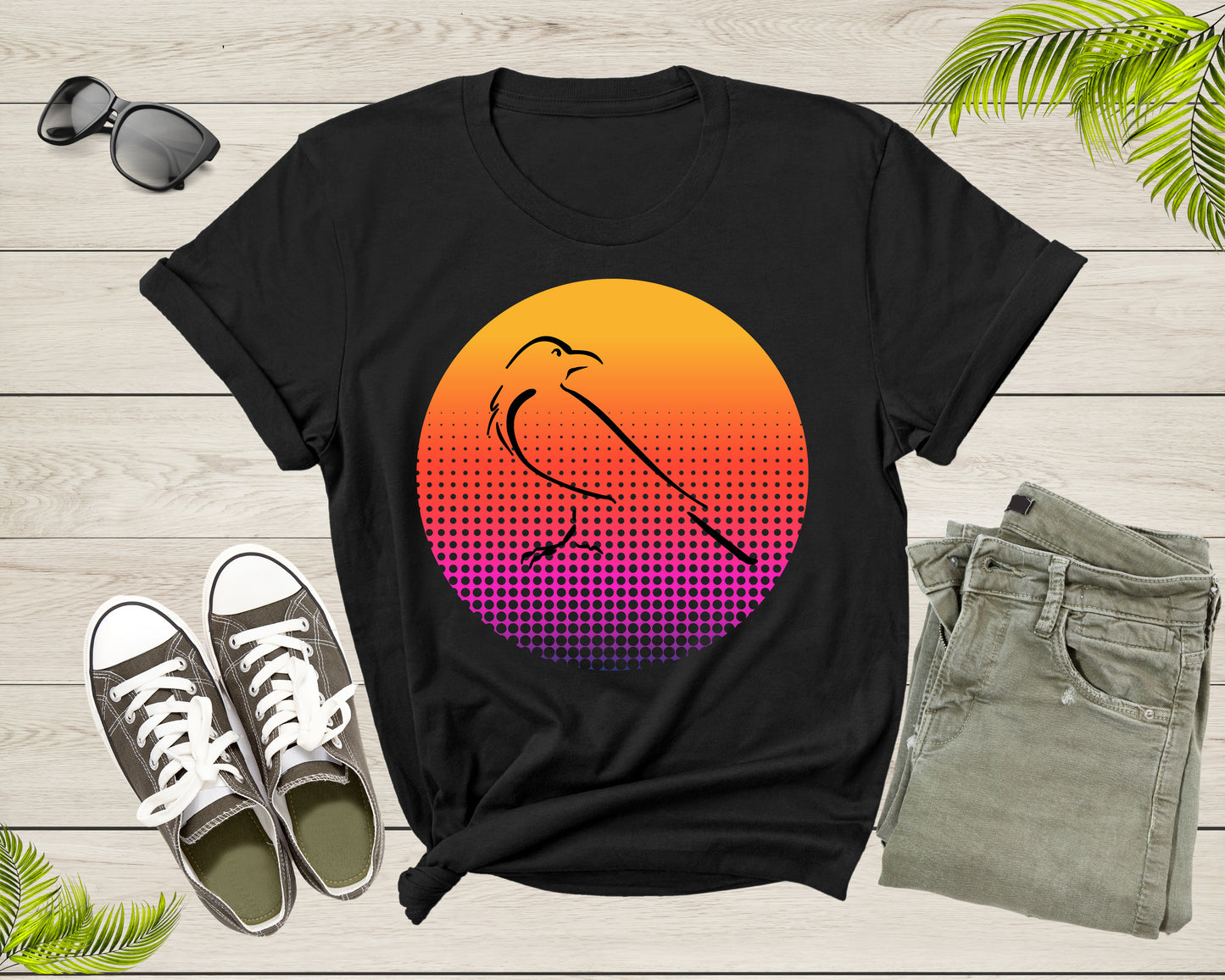 Black Crow Bird Silhouette At Sunset Wildlife Nature Animal T-shirt Crow Lover Gift Shirt For Men Women Kids Crow Themed Graphic Tshirt