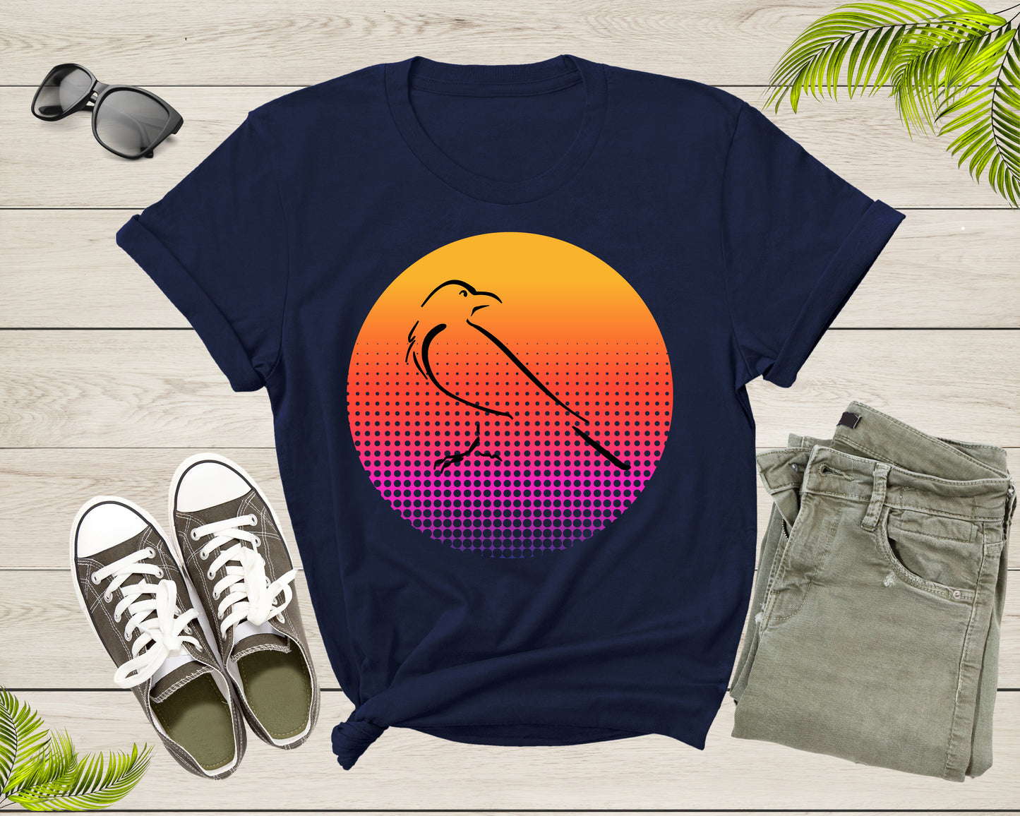 Black Crow Bird Silhouette At Sunset Wildlife Nature Animal T-shirt Crow Lover Gift Shirt For Men Women Kids Crow Themed Graphic Tshirt