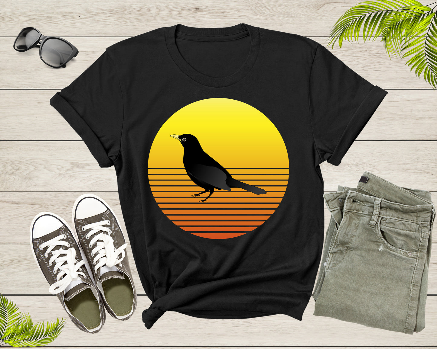 Black Crow Bird Silhouette At Sunset Wildlife Nature Animal T-shirt Crow Lover Gift Shirt For Men Women Kids Crow Themed Graphic Tshirt