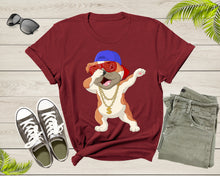 Load image into Gallery viewer, Cool Dabbing Dancing Dog Wearing Sunglasses Hat Necklace T-Shirt Dabbing Puppy Shirt for Men Women Kids Boys Girls Teens Graphic Gift Tshirt
