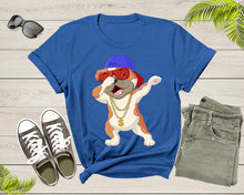 Load image into Gallery viewer, Cool Dabbing Dancing Dog Wearing Sunglasses Hat Necklace T-Shirt Dabbing Puppy Shirt for Men Women Kids Boys Girls Teens Graphic Gift Tshirt
