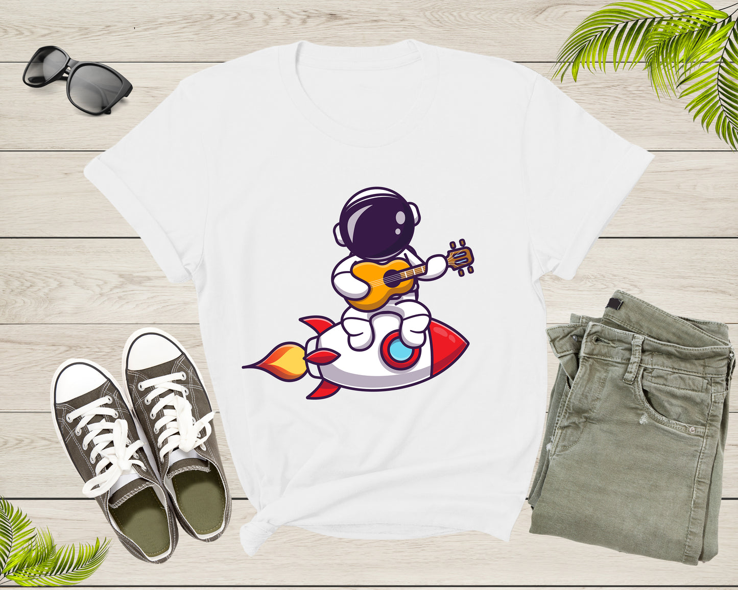 Astronaut Space Lovers Gift Guitarist Spaceman Graphic Rocket Adult Men Women Kids Boys Girls Shirt Astronaut Birthday Present T-shirt
