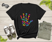 Load image into Gallery viewer, Colorful Human Hands Palms Showing Waving Hands Help Hand T-Shirt Colorful Hand Graphic Shirt for Men Women Kids Boys Girls Teens Tshirt
