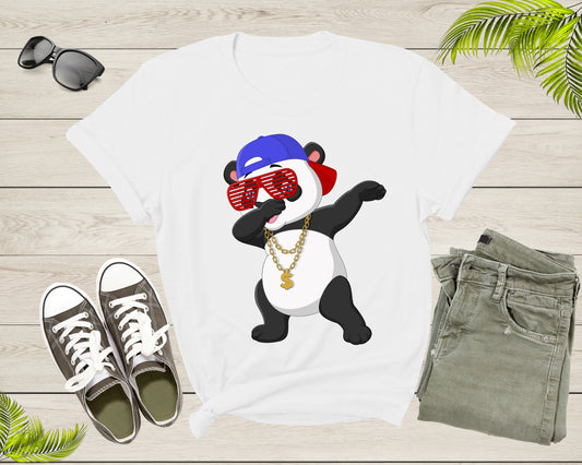 Cool Dabbing Dancing Panda Wearing Sunglasses Hat Necklace T-Shirt Panda Shirt for Men Women Kids Boys Girls Teens Graphic Gift Tshirt