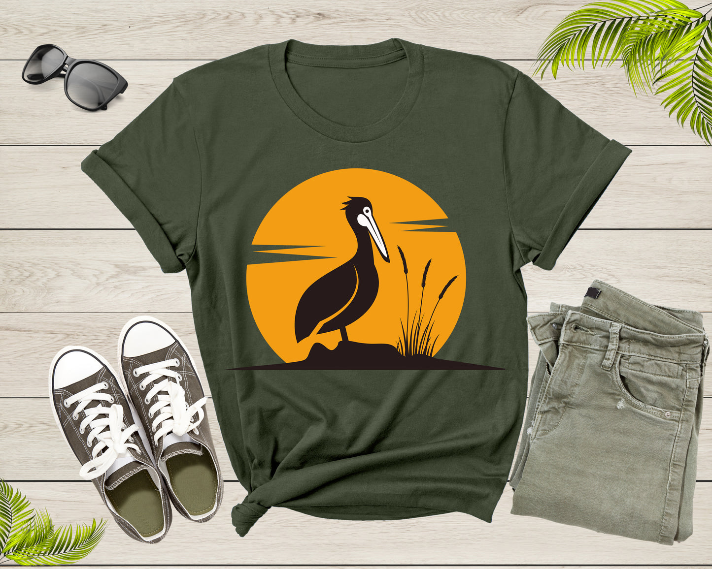 Cool Cute Pelican Bird Animal Sunset Nature For Men Women Kids T-shirt Vintage Retro Pelican Print Shirt Outfit Youth Graphic Design Tshirt