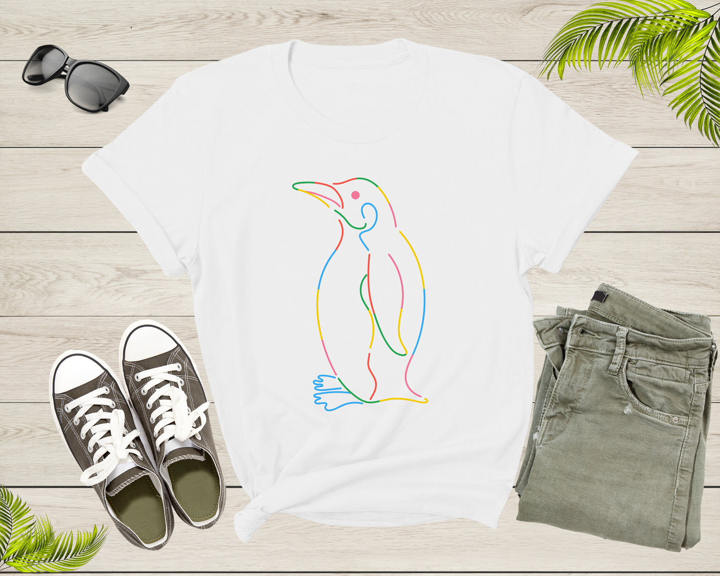 Colorful Emperor Penguin Bird Animal Standing Cool Profile T-shirt Penguin Shirt Penguin Lover Gift Animal Lover Shirt Emperor Penguin Shirt
