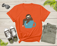 Load image into Gallery viewer, Coffee Drink Lover Happy Sloth Animal Sitting Coffee Cup T-Shirt Coffee Lover Sloth Animal Shirt for Men Women Kids Boys Girls Teen Tshirt
