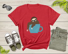 Load image into Gallery viewer, Coffee Drink Lover Happy Sloth Animal Sitting Coffee Cup T-Shirt Coffee Lover Sloth Animal Shirt for Men Women Kids Boys Girls Teen Tshirt
