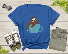 Load image into Gallery viewer, Coffee Drink Lover Happy Sloth Animal Sitting Coffee Cup T-Shirt Coffee Lover Sloth Animal Shirt for Men Women Kids Boys Girls Teen Tshirt
