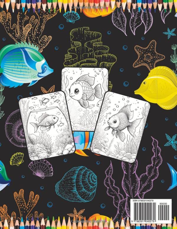 Fish Coloring Book For Kids And Adults Deep Sea Fish Unique Ocean Fresh Water Fish Amazing Sea Creature Fish Coloring Pages Under Sea Gift