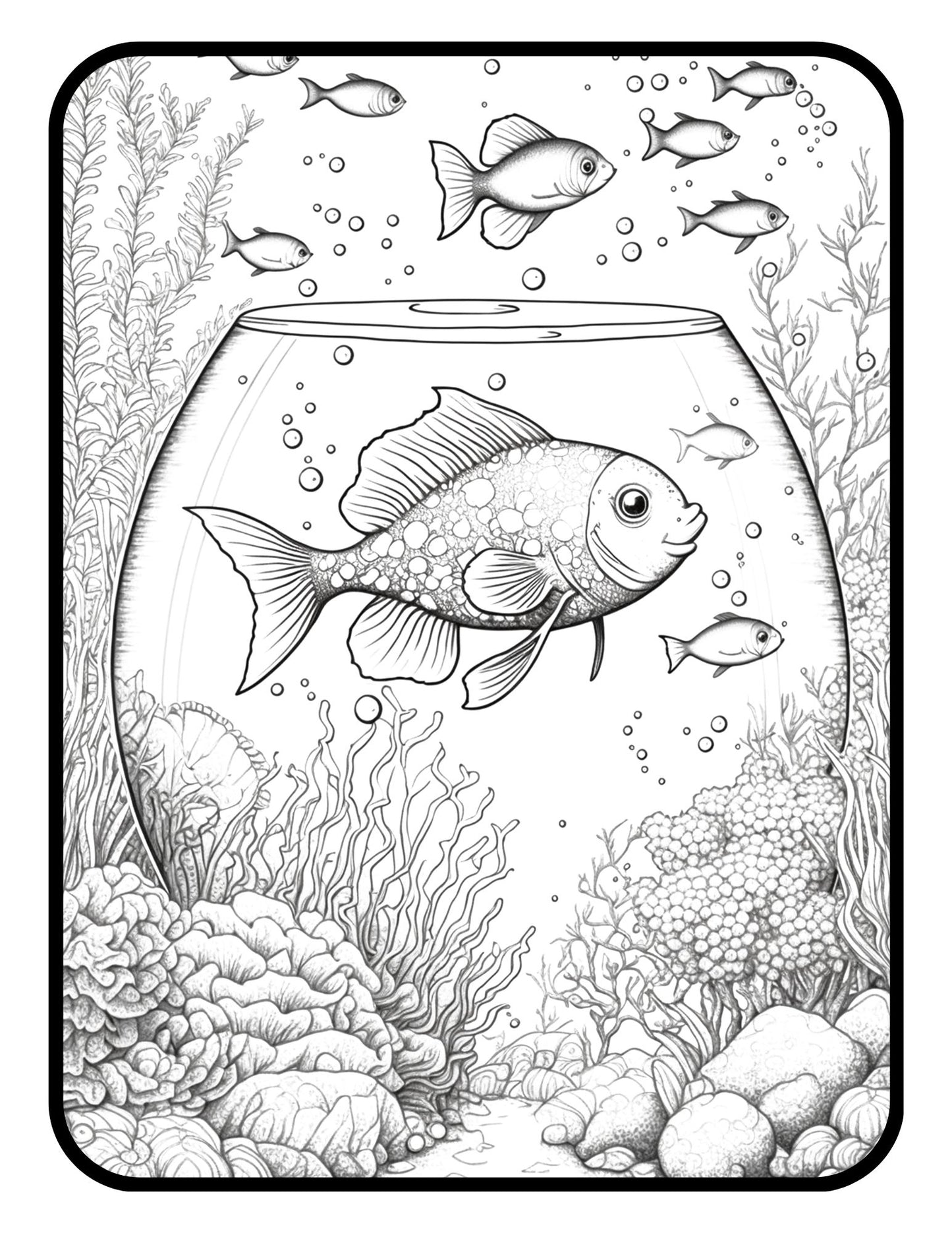 Fish Coloring Book For Kids And Adults Deep Sea Fish Unique Ocean Fresh Water Fish Amazing Sea Creature Fish Coloring Pages Under Sea Gift
