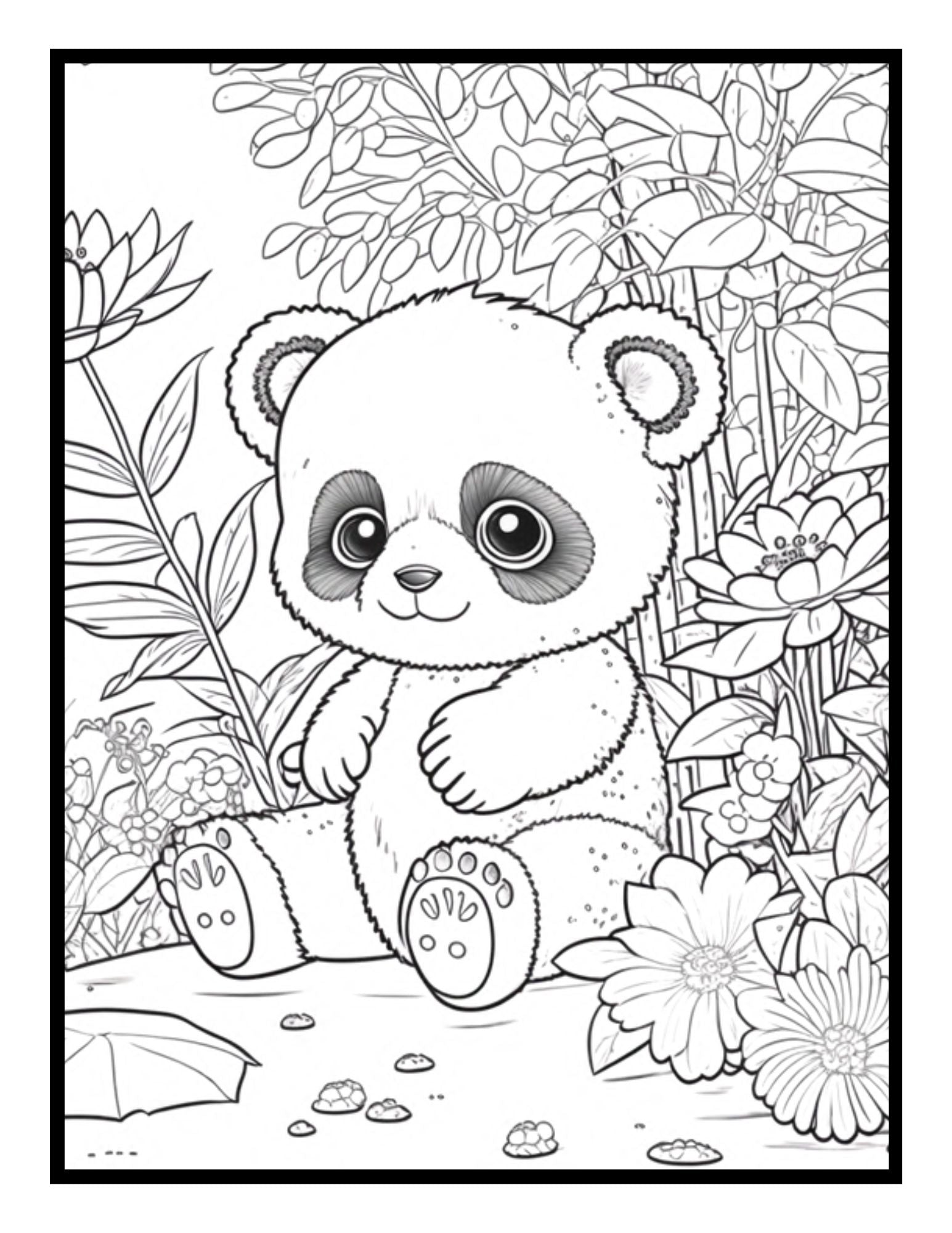 Cute Baby Panda Coloring Book For Adults