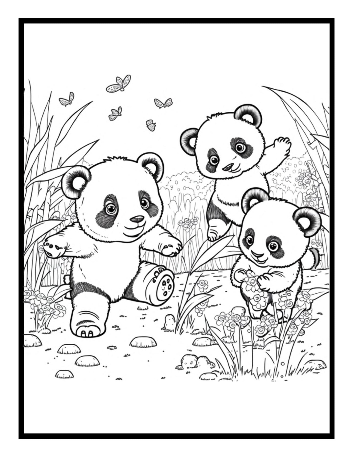 Cute Panda Coloring Book Jungle Animal Coloring Sheets For Kids Teens And Adults Coloring Pages Stress Relief Panda Zoo Wild Animal Book